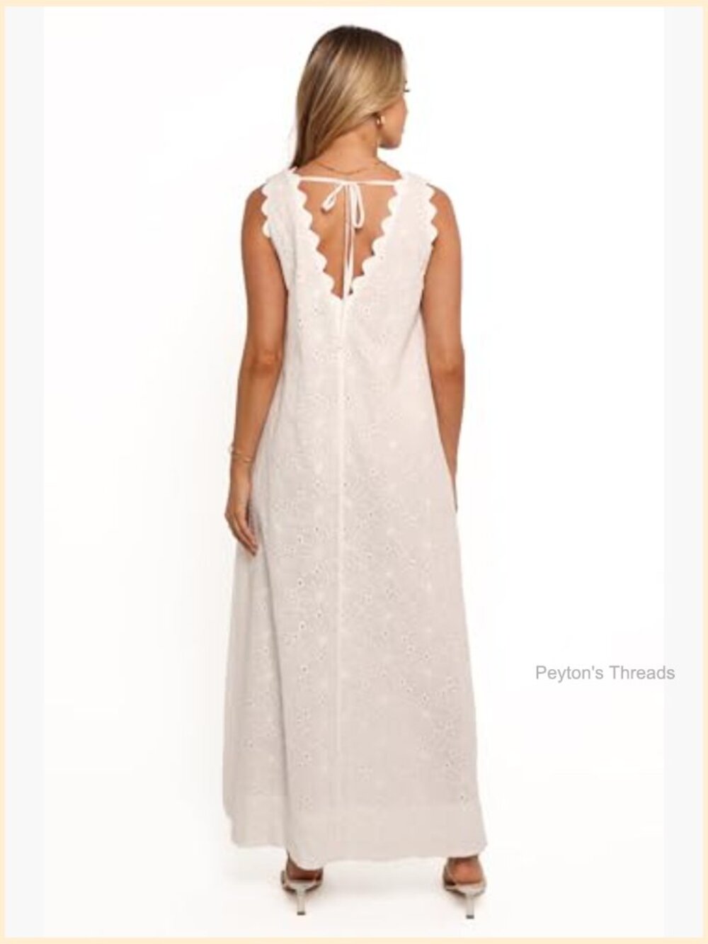 Sleeveless V-Neck Maxi Dress with Embroidery Anglaise - Picture 3 of 5